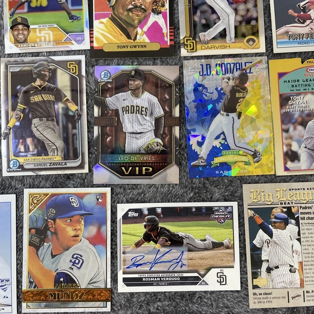 San Diego Padres Baseball 24 Card Lot - Auto, RC, Stars,‎ Inserts, Parallels
